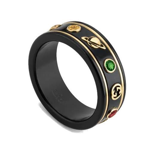 Gucci Gioielli anello gucci icon in corindone nero e oro con pietre
