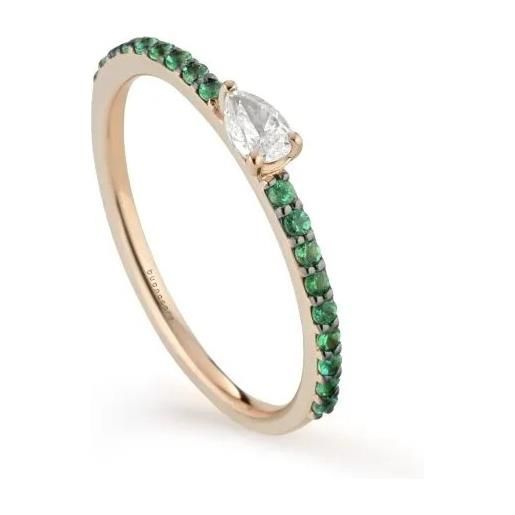 Buonocore anello Buonocore playful in oro rosa con smeraldi e diamante goccia