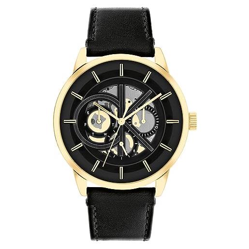 Calvin Klein orologio analogico multifunzione al quarzo da uomo con cinturino in pelle nero - 25200217