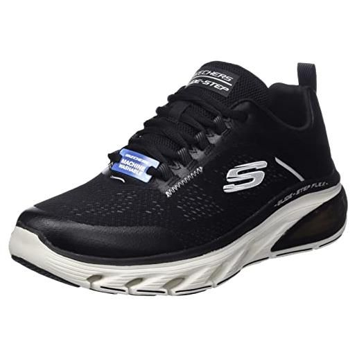 Skechers glide-step flex air, sneaker uomo, black white, 44 eu