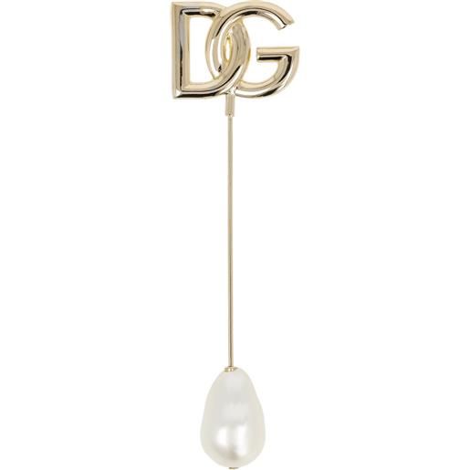 DOLCE & GABBANA spilla con logo dg e cristalli