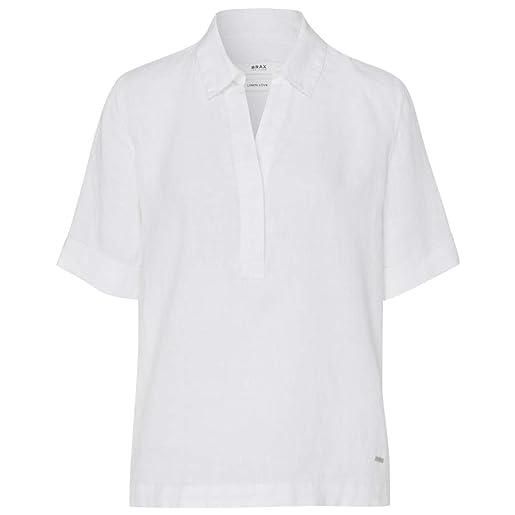 BRAX style vio 100 li linen uni camicia da donna, bianco, 46