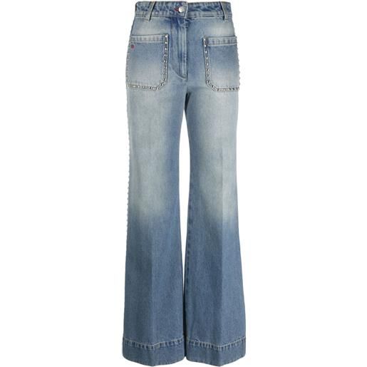 Victoria Beckham jeans a gamba ampia alina con borchie - blu