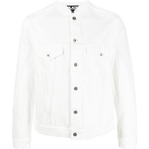 Black Comme Des Garçons giacca-camicia con orlo a taglio vivo - bianco