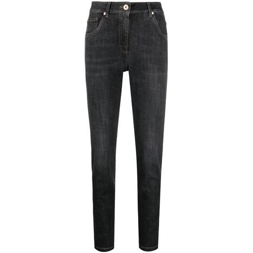 Brunello Cucinelli jeans skinny a vita alta - grigio