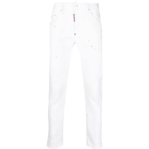 Dsquared2 jeans skinny con effetto vernice - bianco