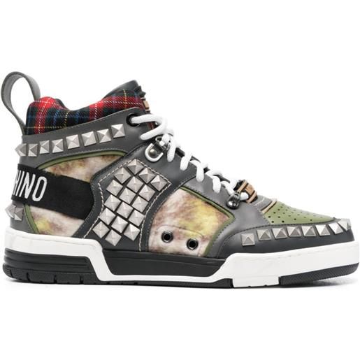 Moschino sneakers con design patchwork - grigio
