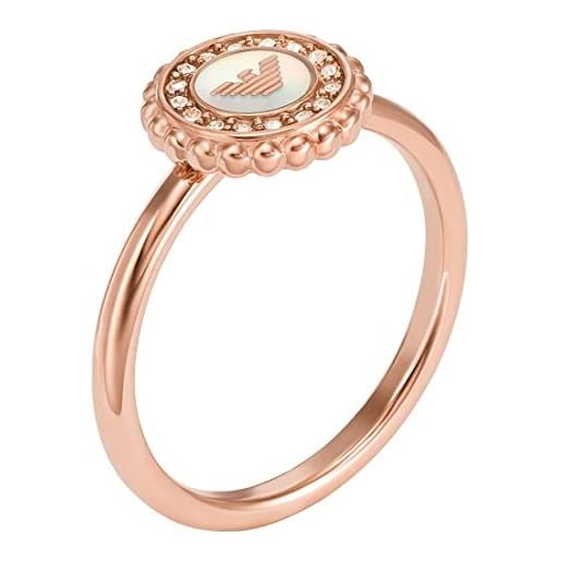 Emporio Armani anello focale centrale in acciaio inossidabile con madreperla donna, tonalità oro rosa, egs30202216.5