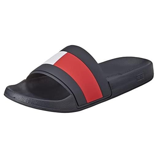 Tommy Hilfiger scarpe da mare uomo rubber th flag pool slide ciabatte, rosso (primary red), 42 eu