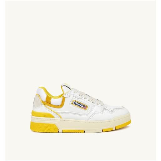 autry sneakers clc in pelle colore bianco e giallo