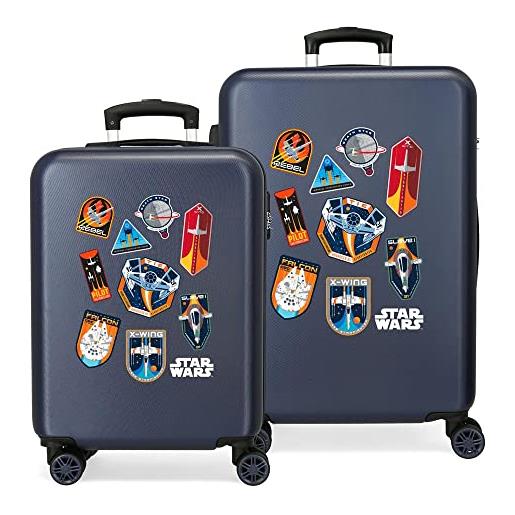 Star Wars badges set di valigie blu 55/68 cm rigida abs chiusura a combinazione laterale 104 6 kg 4 ruote doppie bagaglio a mano