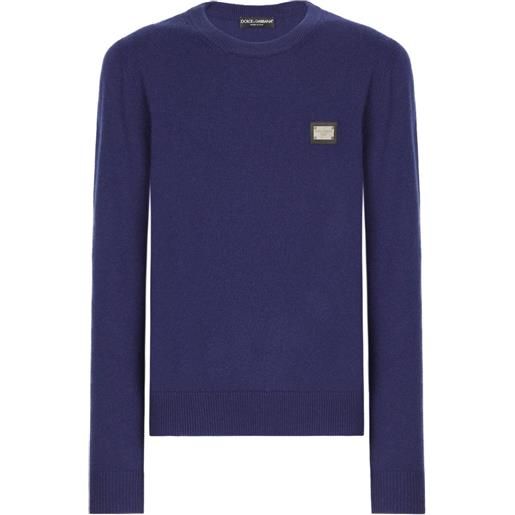 Dolce & Gabbana maglione con placca logo - blu