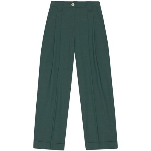 GANNI pleat-detail trousers - verde