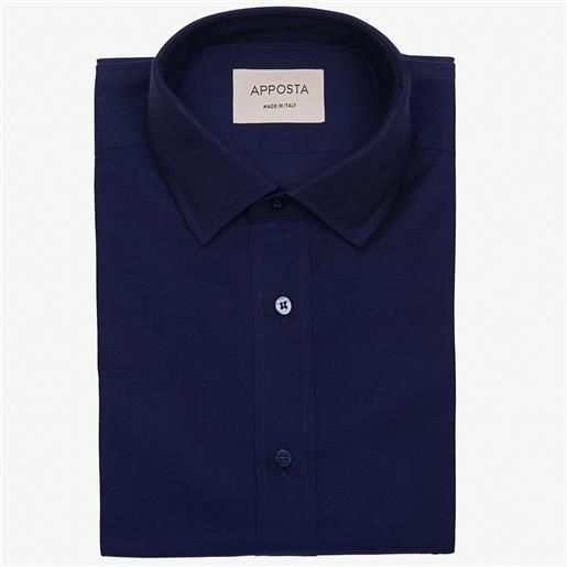 Apposta camicia tinta unita blu 100% puro cotone oxford, collo stile collo italiano basso