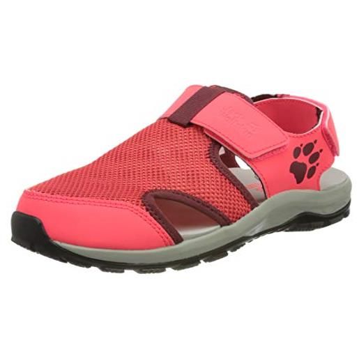 Jack Wolfskin outdoor water action sandal k, sportivo unisex-bambini, pink/grey, 27 eu