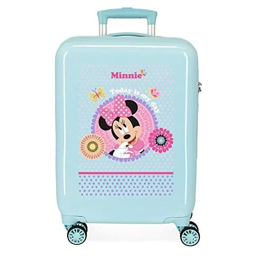 Disney minnie today is my day valigia da cabina blu 38x55x20 cm abs rigido chiusura laterale a combinazione 34l 2 kg 4 doppie ruote bagaglio a mano