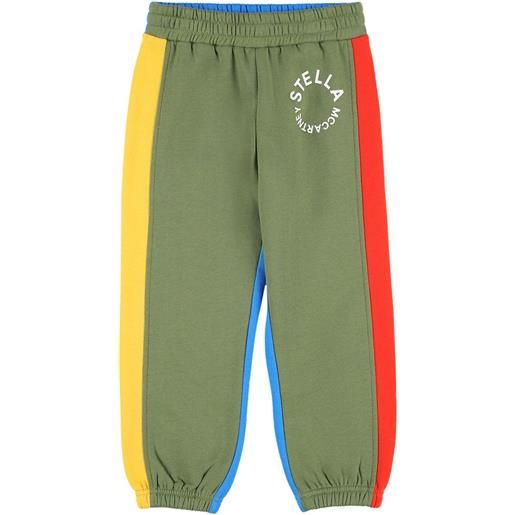 STELLA MCCARTNEY KIDS pantaloni in felpa di cotone organico color block