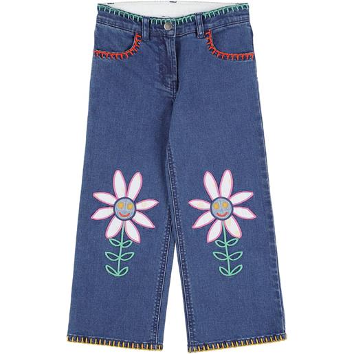 STELLA MCCARTNEY KIDS jeans in denim di cotone organico con ricami