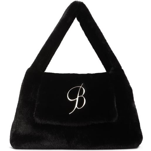 BLUMARINE borsa in pelliccia sintetica con logo