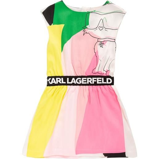 KARL LAGERFELD vestito in misto viscosa stampato con logo