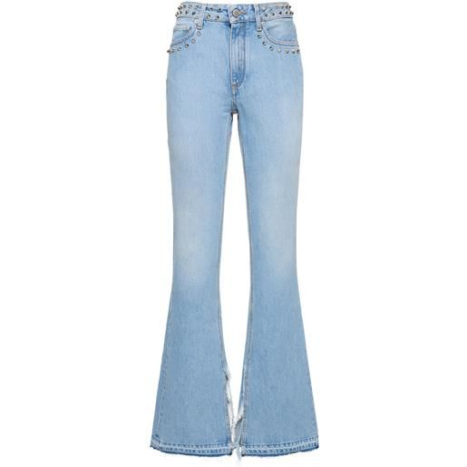 ALESSANDRA RICH jeans svasati vita media in denim con borchie