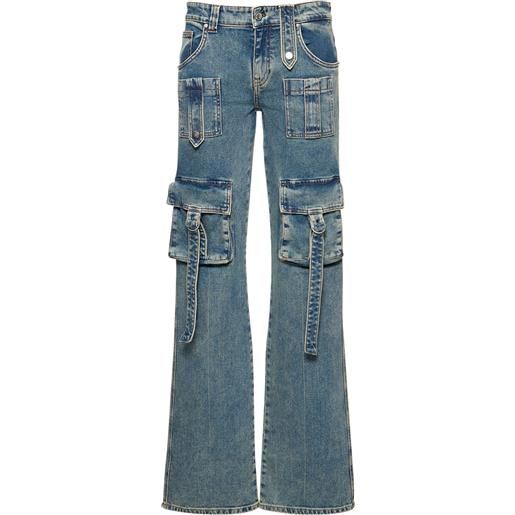 BLUMARINE jeans cargo dritti vita bassa in denim