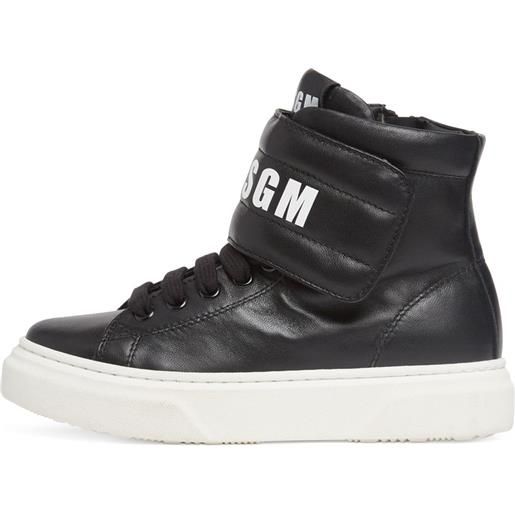 MSGM sneakers high top in pelle con logo