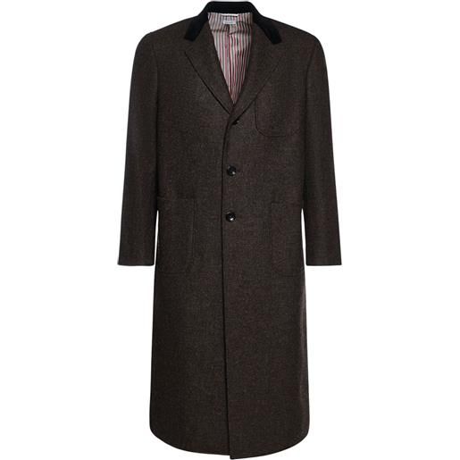 THOM BROWNE cappotto monopetto lungo in lana