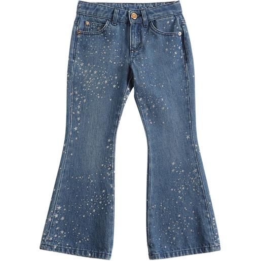VERSACE jeans in denim di cotone con glitter