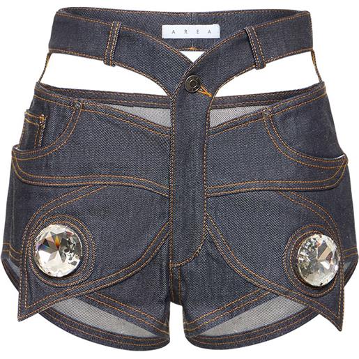 AREA shorts butterfly in denim di cotone