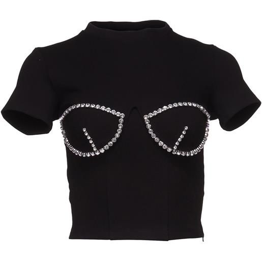 AREA t-shirt bustier con cristalli