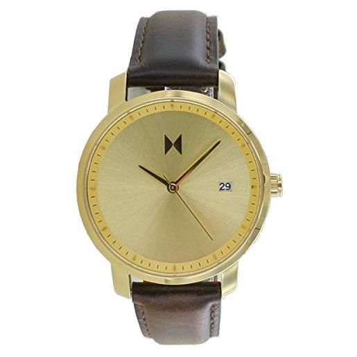 MVMT orologio al quarzo signature gold/brown leather mf01-gbr, gold, cinghia