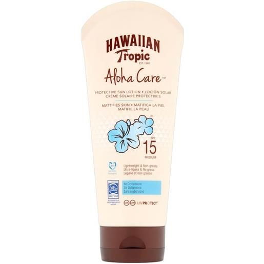 Hawaiian Tropic latte solare opacizzante spf 15 aloha care (protective sun lotion mattifies skin) 180 ml