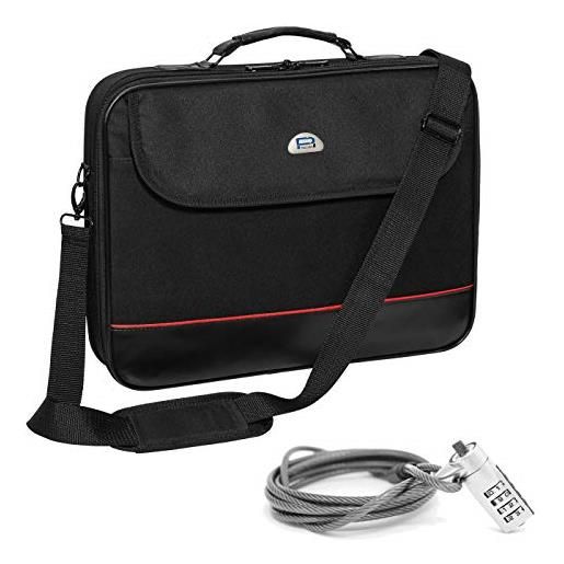 PEDEA borsa per pc portatile trendline borsa per notebook fino a 17,3 pollici (43,9 cm) borsa con tracolla, incluso lucchetto notebook, nero