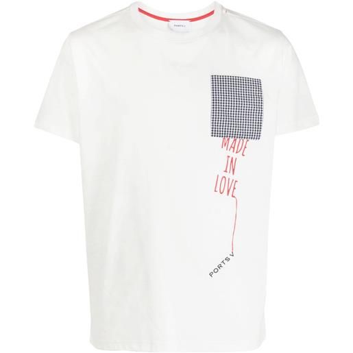 Ports V t-shirt a quadri con ricamo - bianco