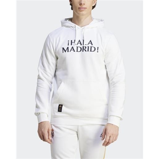 Real madrid adidas felpa cappuccio hoodie uomo bianco 2023 24 dna hd hy0610