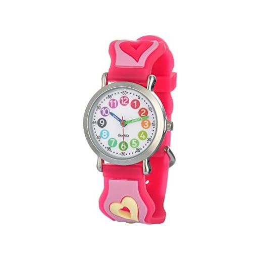 CHAOTECHY orologio da polso per bambini per ragazze e ragazzi, facile da leggere per imparare a leggere l'orologio, cuore