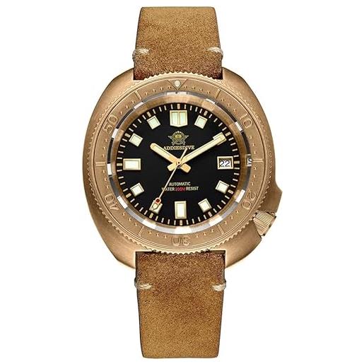 ADDIESDIVE® orologio automatico in bronzo da uomo turtle 20 bar ad2104，nh35 movimento