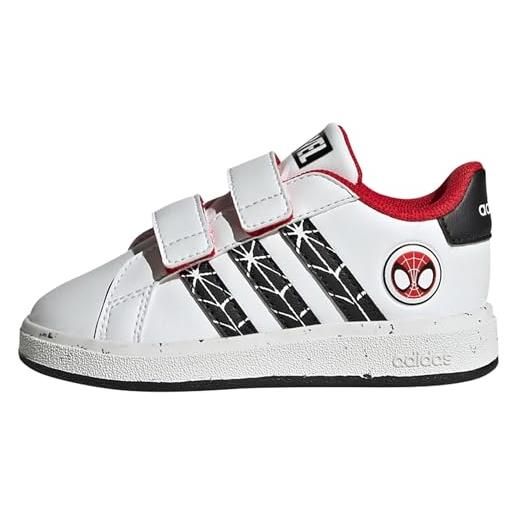 adidas grand court spider-man cf i, shoes-low (non football) unisex-bimbi 0-24, ftwr white/core black/better scarlet, 19 eu