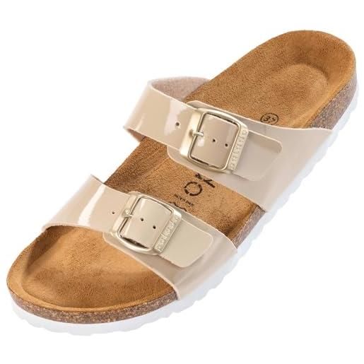 Palado sandali da donna samos - scarpe estive con cinturini regolabili - ciabatte da esterno con suola in camoscio pregiato - sandali con base in sughero naturale