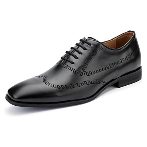 MEIJIANA scarpe oxford da uomo business scarpe stringate basse uomo casual oxford vintage elegante scarpe, nero-01, 45 eu (12 uk)