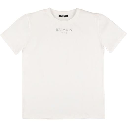 BALMAIN t-shirt in jersey di cotone organico con logo