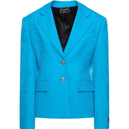 VERSACE giacca in lana con logo jacquard