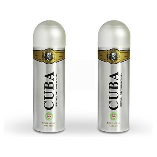 Cuba paris, deodorante spray per il corpo, 200 ml, confezione da 2 [misc. ]