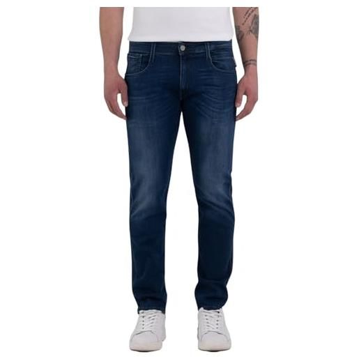 Replay jeans da uomo anbass slim fit con power stretch, blu (dark blue 007), w32 x l30