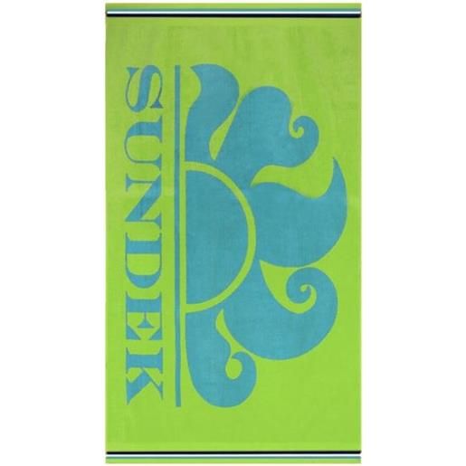 Sundek new classic logo fluo green 13 telo mare spugna verde/azzurro