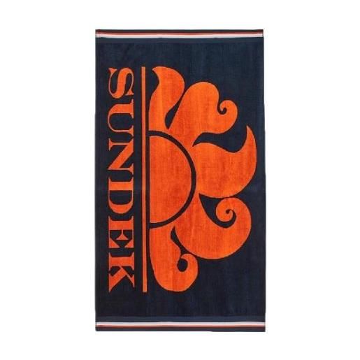 Sundek new classic logo navy 24 telo mare spugna blu/arancio