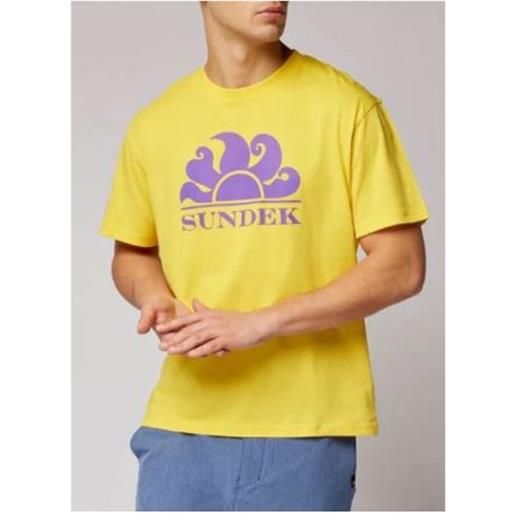 Sundek new simeon t-shirt m/m summer yellow logo sole grande viola uomo