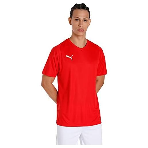 Puma liga jersey core, maglia calcio uomo, rosso red white, xl