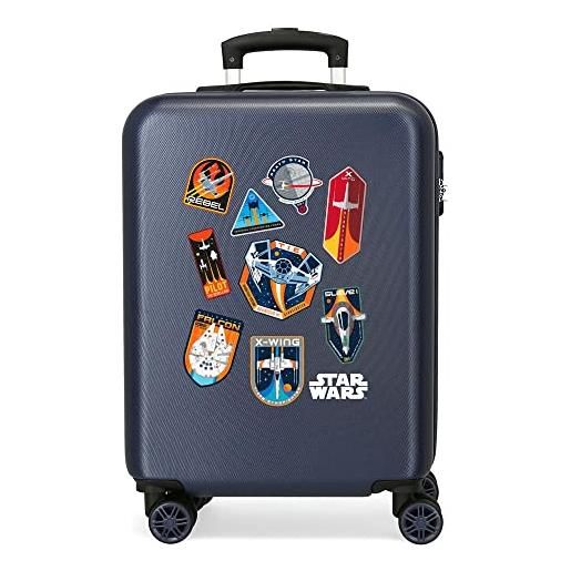 Star wars badges valigia da cabina blu 38 x 55 x 20 cm rigida abs chiusura a combinazione laterale 34 2 kg 4 ruote doppie bagaglio a mano